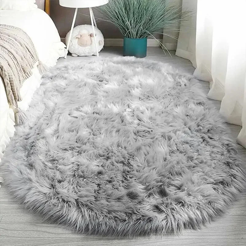 VIKAMA Light Luxury Silk Wool Carpet Oval Fluffy Soft Living Room Children's Room Anti slip Carpet Home Decoration