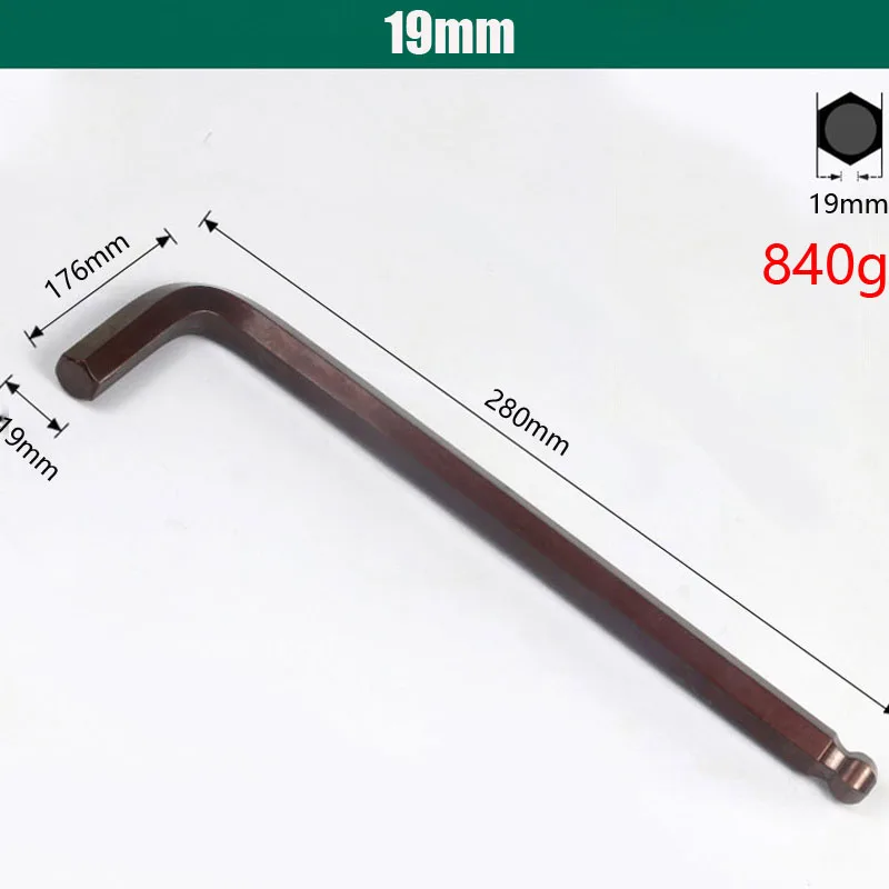 1PCS Jumbo Model Hex Wrench  L Type Fuchsia Rust Prevention Allen Key Wrench 19mm 17mm 14mm 12mm 10mm 8mm Heavy Duty Hand Tools