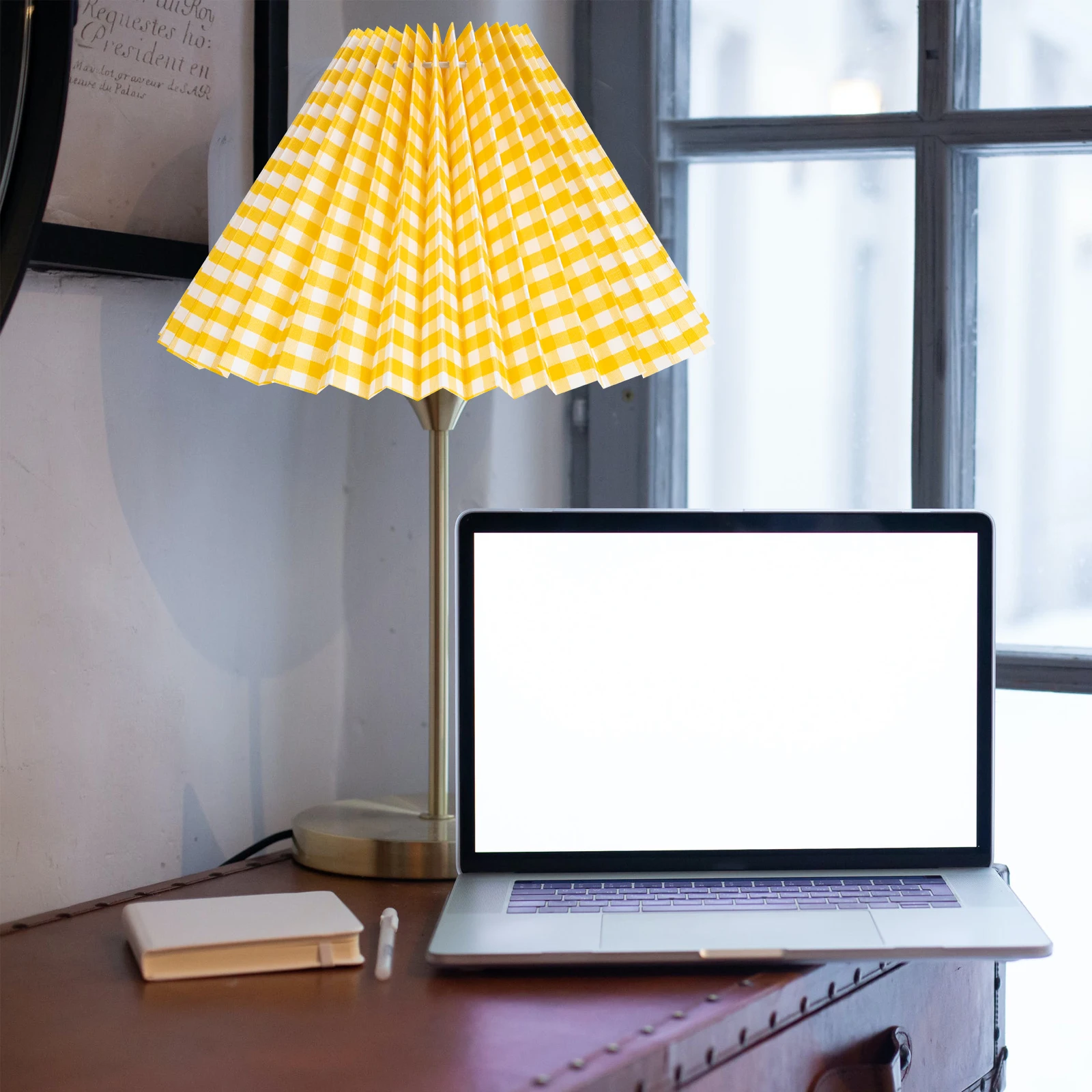 

Round Table Lamp Cover White Iron Lampshade Bedroom Household Vintage Small Drum Cloth Ceiling Decor Foldable Dustproof Easy