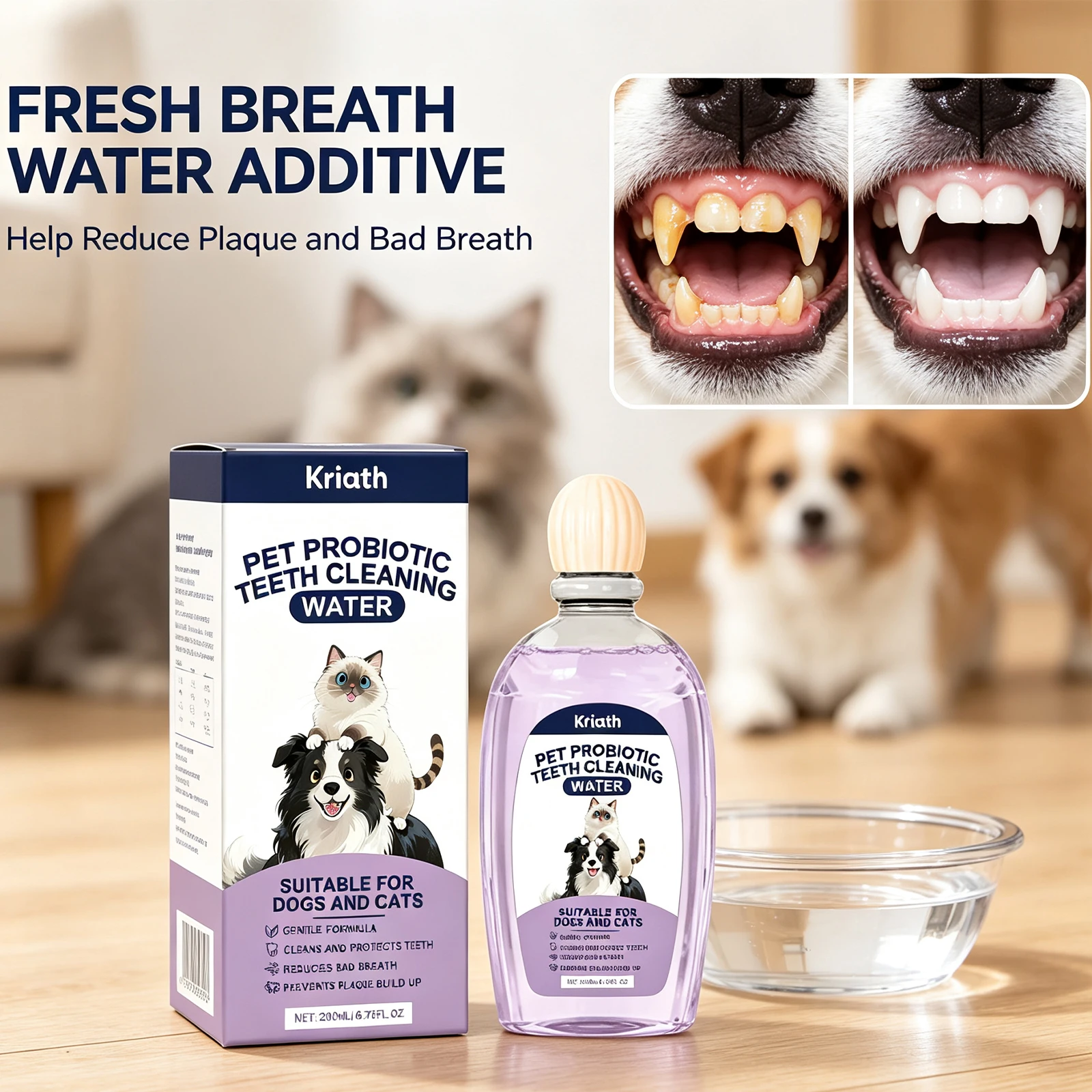 Pet Oral Care Liquid Teeth Cleaner Help Reduce Plaque Tartar Build‑up Freshener Bad Smell Mouth Gum Maintenance Harmless Healthy