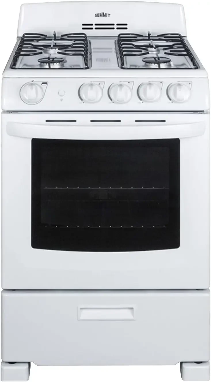 

Summit RG244WS 24"" Freestanding Gas Range with 2.9 cu. ft. Oven Capacity Electronic Ignition High Backguard Broiler Drawer