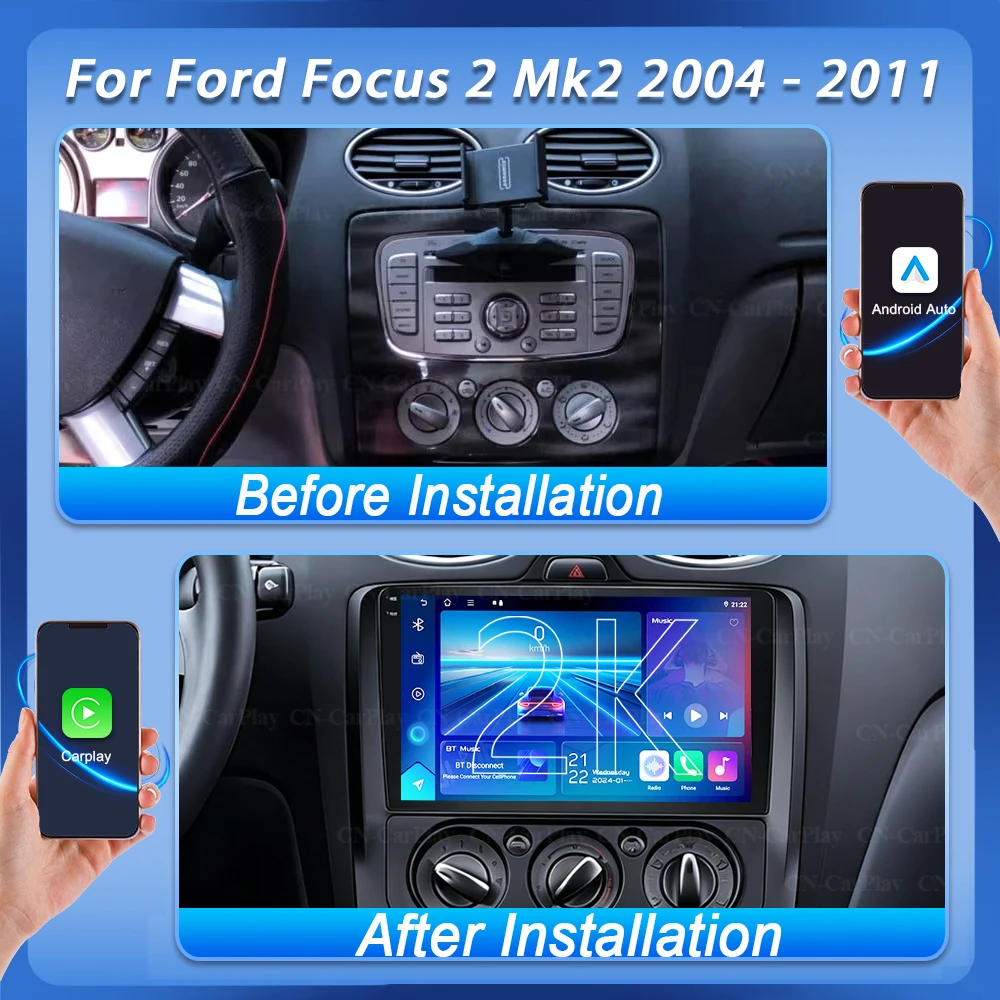 Android 16 Multimedia For Ford Focus 2 Mk 2 2004 2005 2006 2007 2008 2009 2010 2011 Uto Radio Gps Navigation Stereo Head Unit 5g