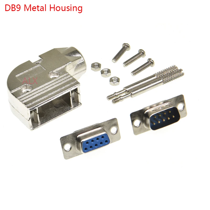 1Pcs DB9 Metal Housing Hood Right Angle Shell For D-SUB 9 Pin 2 Rows DB9 Pin Serial RS232 connector