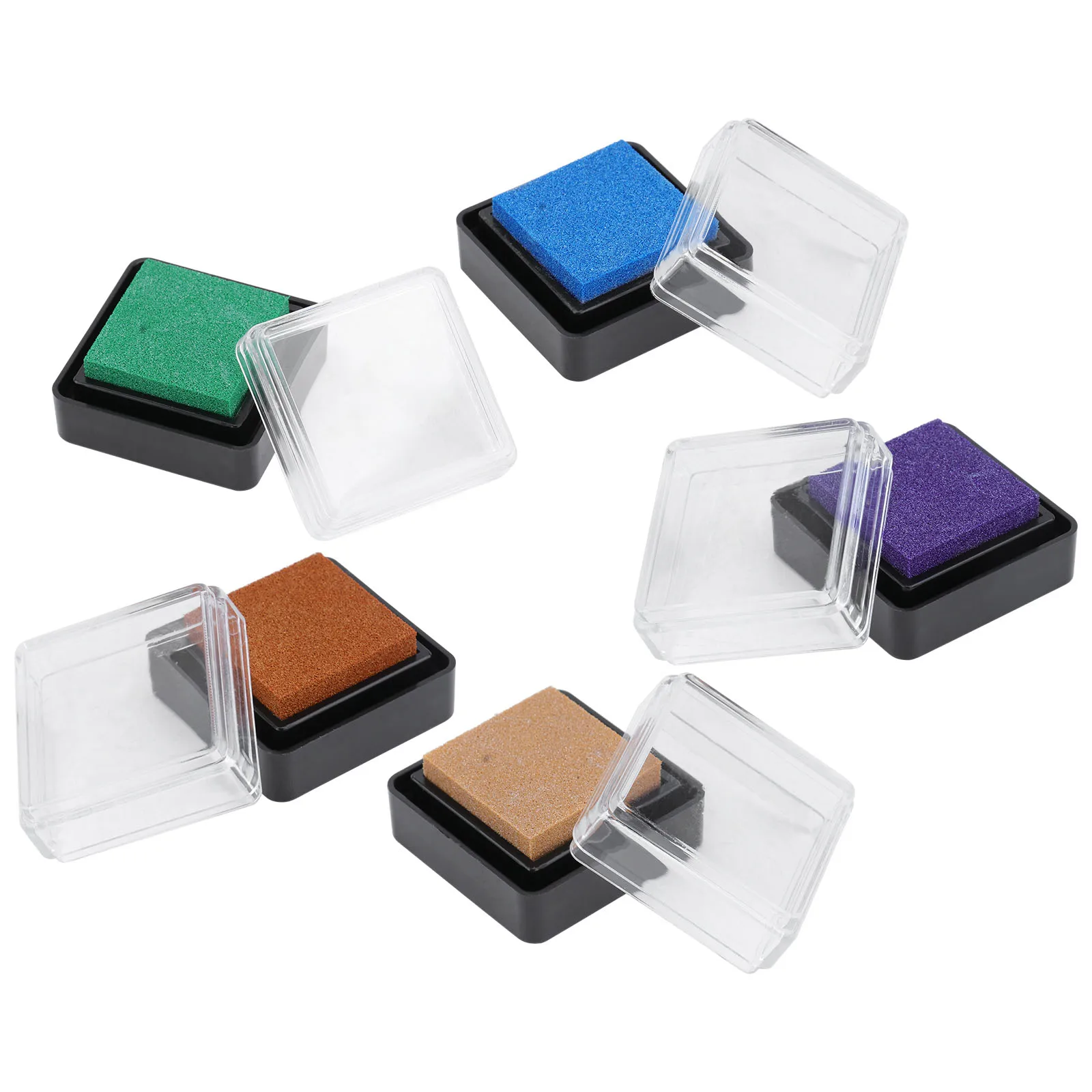 

5pcs Diy Ink Pads For Rubber Stamp Graffiti Kids Crafts Painting Wood Fabric Scrapbook Finger Inkpad Multifunctional Stamp Pads