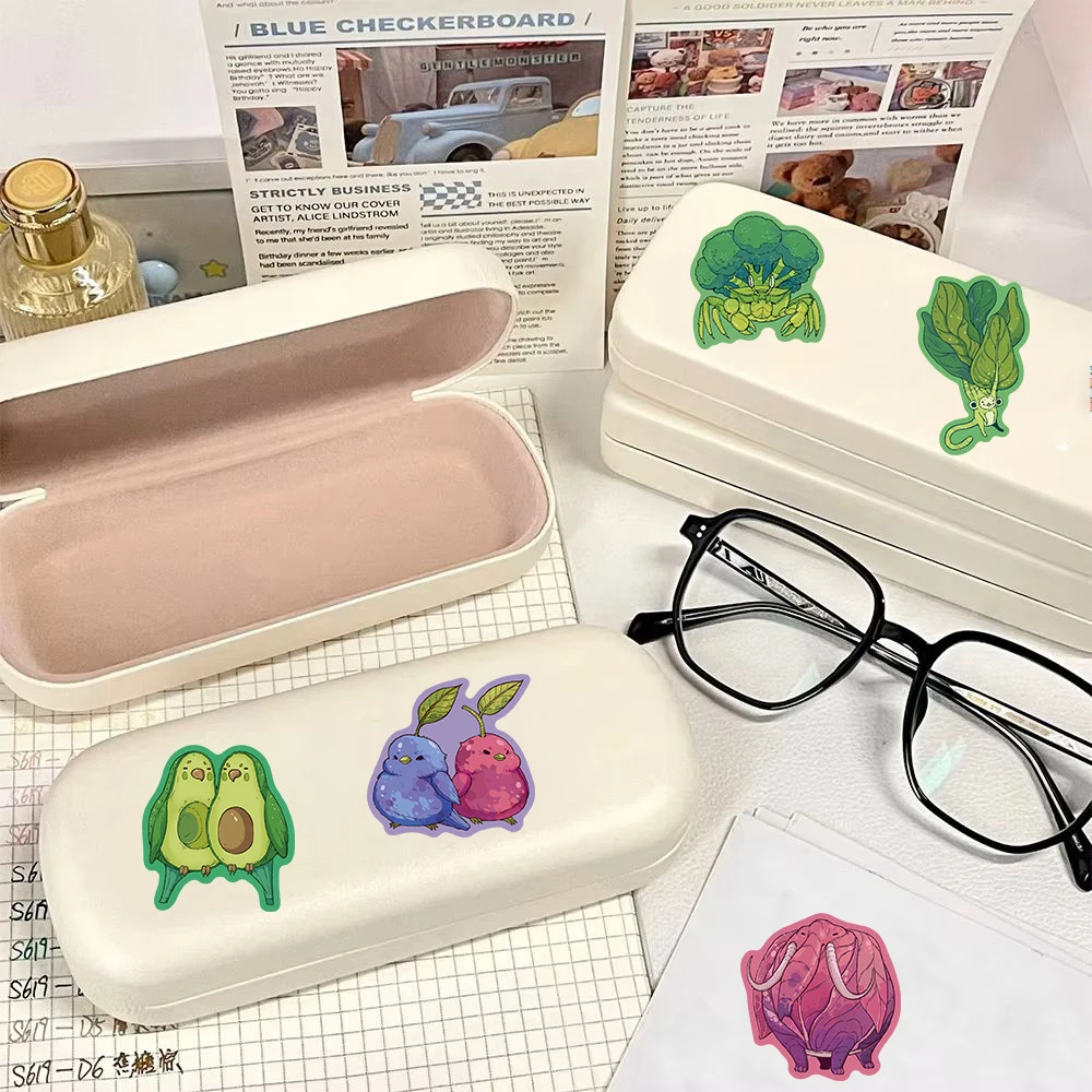 

50 шт., наклейки с фруктами и овощами, маленькими животными, персонализированные водонепроницаемые серии, подарки, чемодан, ноутбук, холодильник