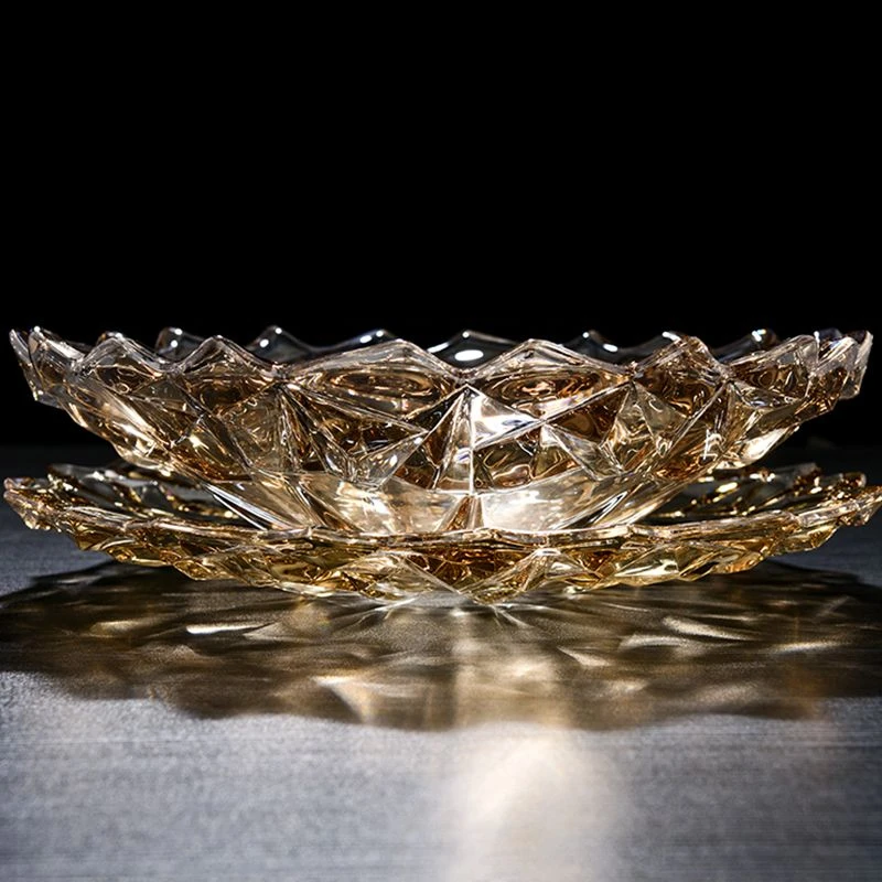 Crystal fruit bowl high-end modern glass living room household high-grade light luxury atmospheric