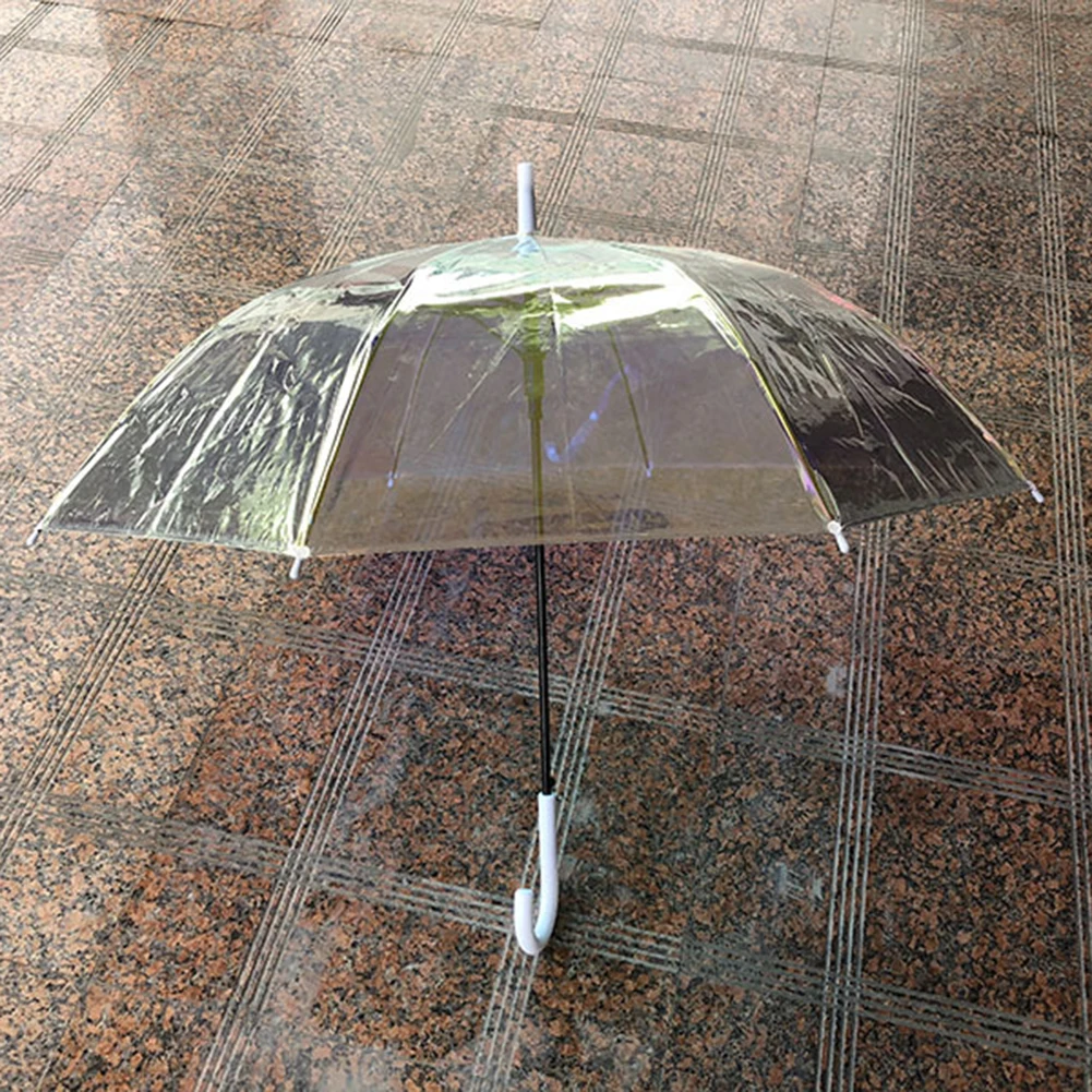 Sombrillas brillantes para mujer, sombrilla reflectante con láser arcoíris, a prueba de sol y lluvia, resistente al agua, Mango en J