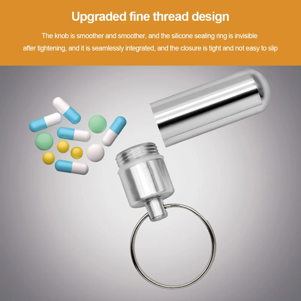 

Брелок для таблеток, портативный водонепроницаемый чехол для таблеток первой помощи для пожилых людей, алюминиевый сплав, здравоохранение для путешествий на открытом воздухе, кемпинга