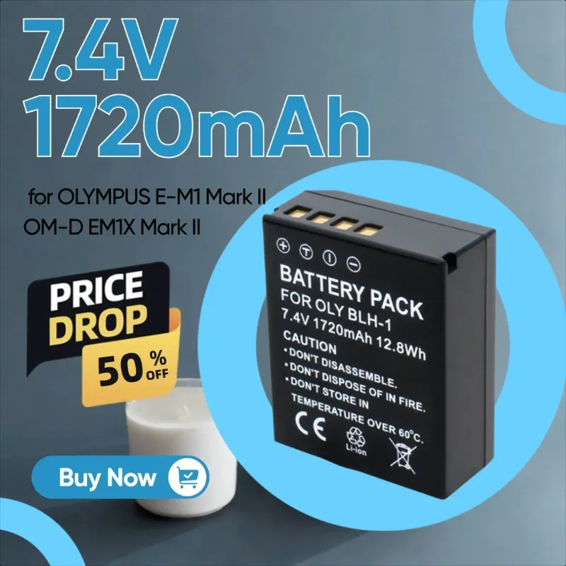

7.4V 1720mAh BLH-1 Camera Battery for OLYMPUS E-M1 Mark II OM-D EM1X Mark II