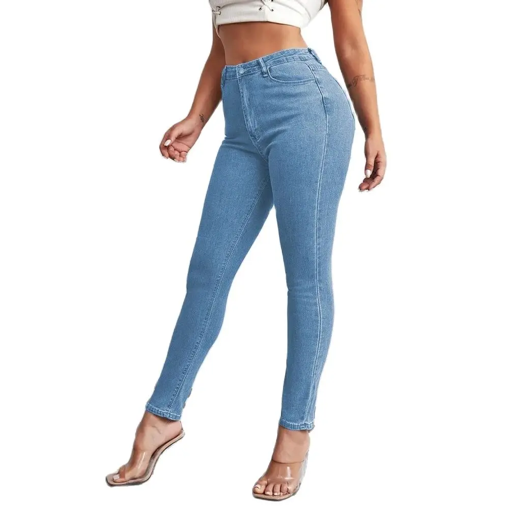 Plus Size 3X Women Sexy Fashion Jeans Demin Pants High Cut Vintage Denim Trousers 2024 New Autumn Slim Fitted Pencil Pants