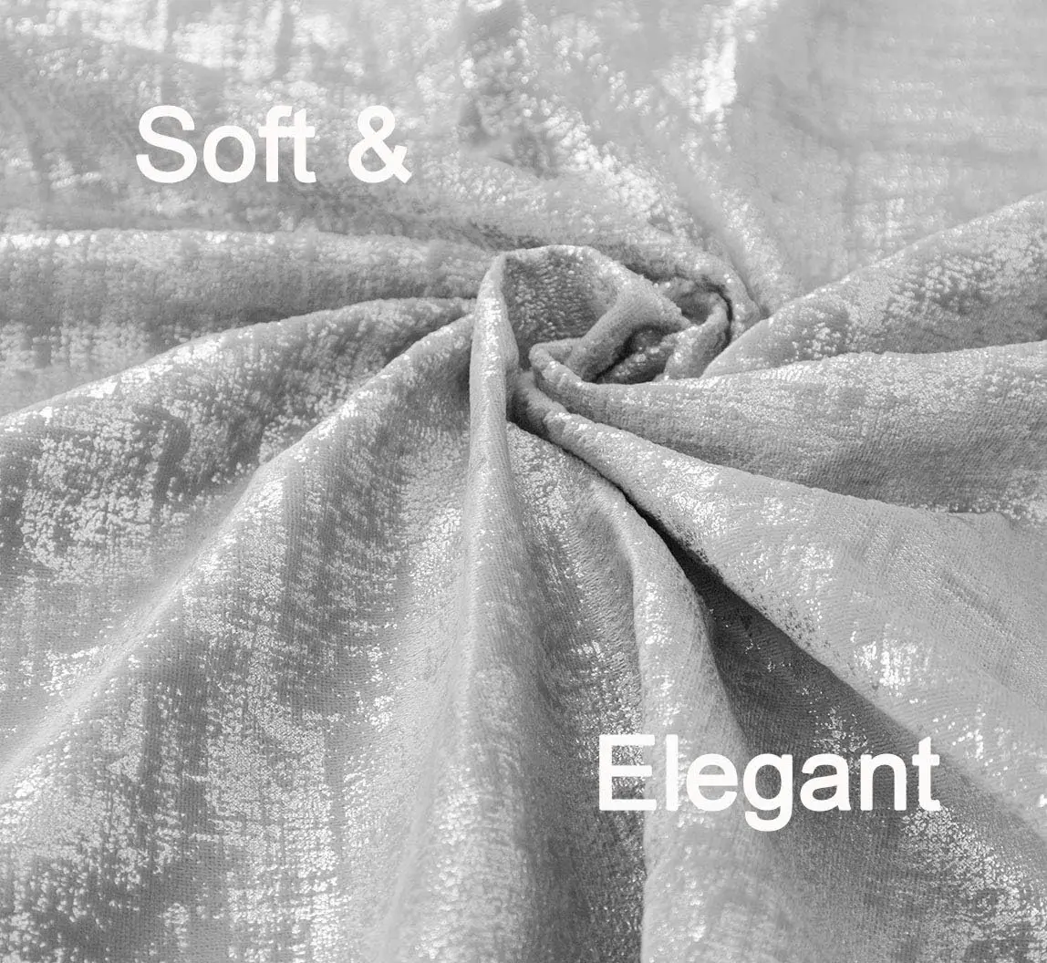 Tirai beludru lembut, gorden kamar tidur mewah panjang 95 inci, perawatan jendela motif Foil perak untuk ruang tamu, Set 2 warna perak