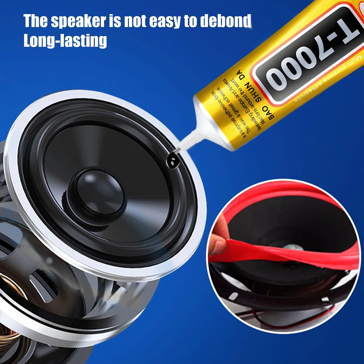 T7000/B7000 Superpegamento impermeable  Pegamento para reparación de instrumentos y altavoces  Aplicación precisa sin derrames de adhesivo para suona, guitarra, violín, tambor y trompeta. 15/50/110 ml.