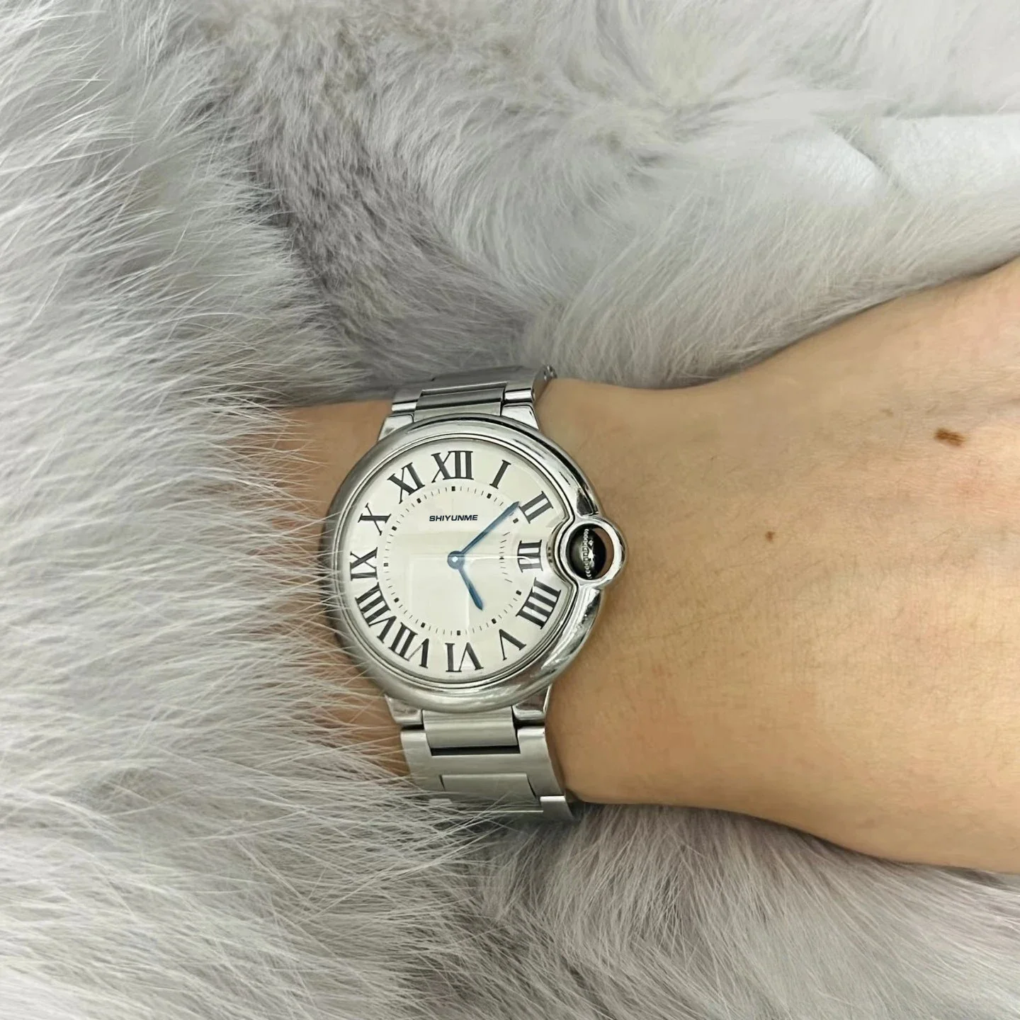 WATCH1 Store 904L ساعة بالون ميكانيكية أوتوماتيكية للجنسين بمينا روماني أزرق وأبيض وفضي وذهبي من الفولاذ المقاوم للصدأ