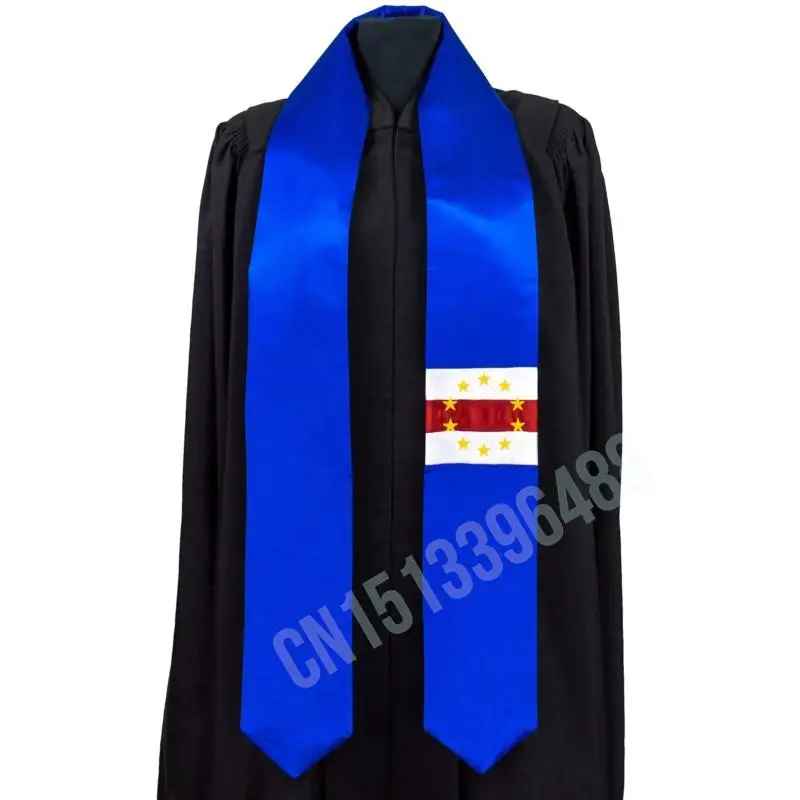 Cape Verde Flag Scarf Top Print Graduation Sash Stole International Study Abroad Adult Unisex Party Accessory