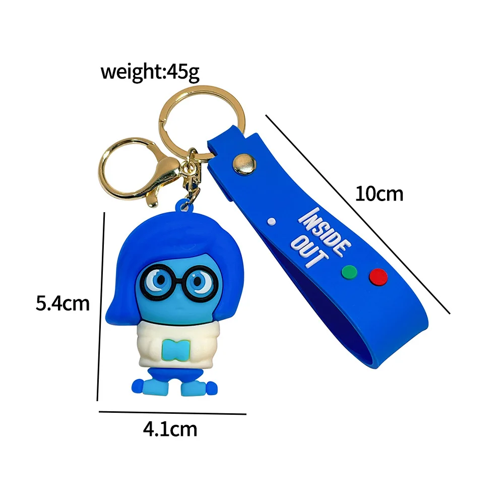 INSIDE OUT-Cartoon Anime Pendant Keychain para crianças, boneca bonito, mochila, chaveiro do carro, chaveiro casal, presente do brinquedo, aniversário, 2 pcs