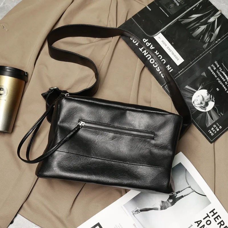 Fashion Crossbody Bag for Men Japanese Style Shoulder Bags Men Large Capacity Messenger Bag PU Leather Crossbody Shoulder Bag image 3