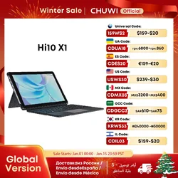 CHUWI Hi10 X1 แท็บเล็ต 10.1 นิ้ว FHD หน้าจอ Intel Quad Core N100 โปรเซสเซอร์ 8GB RAM 256GB ROM แท็บเล็ต Windows 2 ใน 1 แท็บเล็ตพีซี