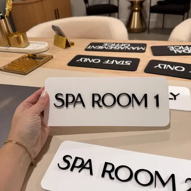 مخصص الأعمال الصغيرة لافتات الاكريليك لافتة للباب ثلاثية الأبعاد قطع الليزر لوحة الباب صالون غرفة العلاج تسجيل علامة مكتب شخصية #6