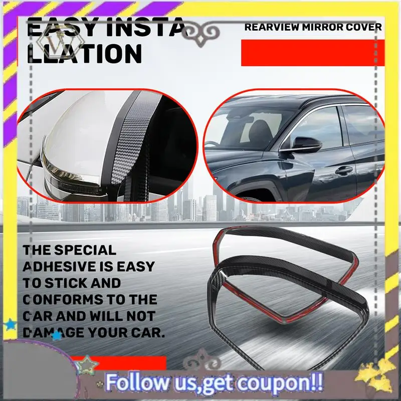 

ABXV-For Hyundai Tucson NX4 2021 2022 Car Side Rearview Mirror Rain Eyebrow Cover Trim Shade Guard Accessories, Carbon Fiber
