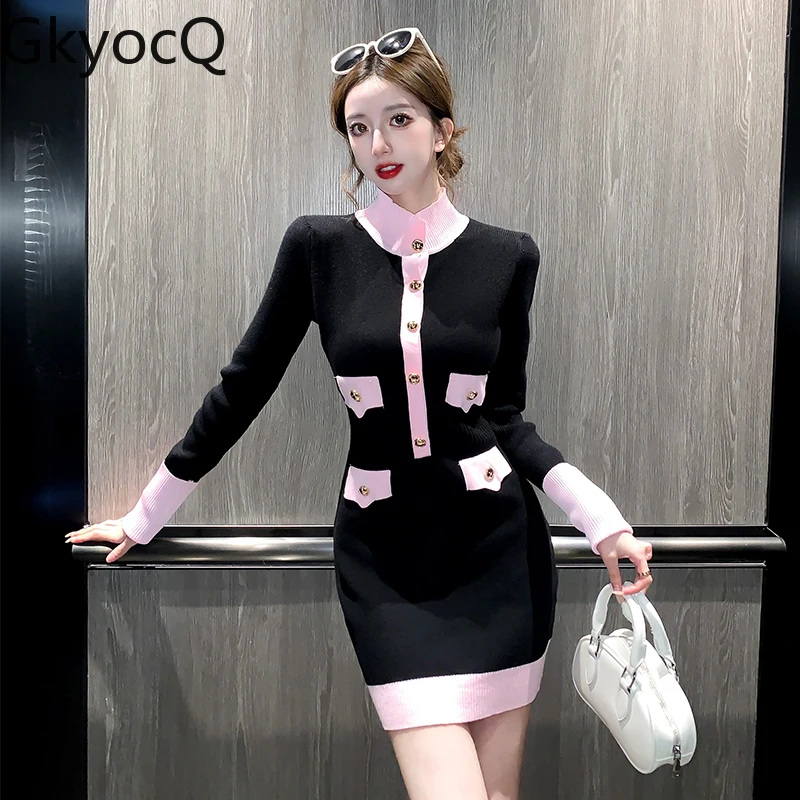 

Gentle and Fragrant Style Knitted Dress for Women Winter New Sexy Sweet and Spicy Slimming Bottoming Hip Wrapping Robe