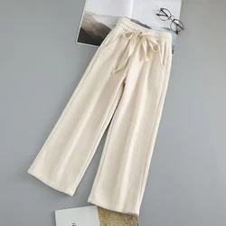 Girls Spring Autumn Pants Girls Casual Wide Leg Pants Kids Loose Solid Color Sport Trousers 5-14 Year Children Fashion Clothes