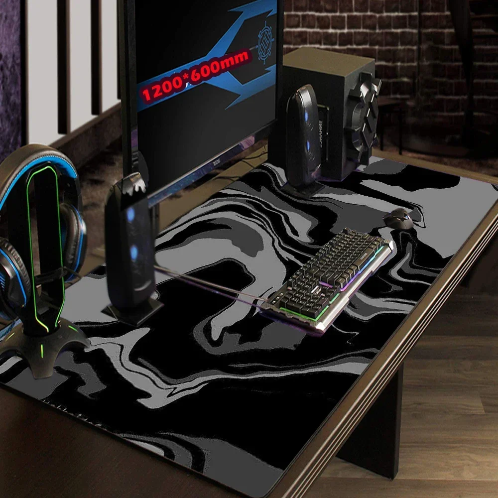 Leather Mouse Pad Gaming Accessories Topographic Table Mat Marble Black Carpet Gray 90x45cm Custom Pc Leather Mouse Pad Desk Mat