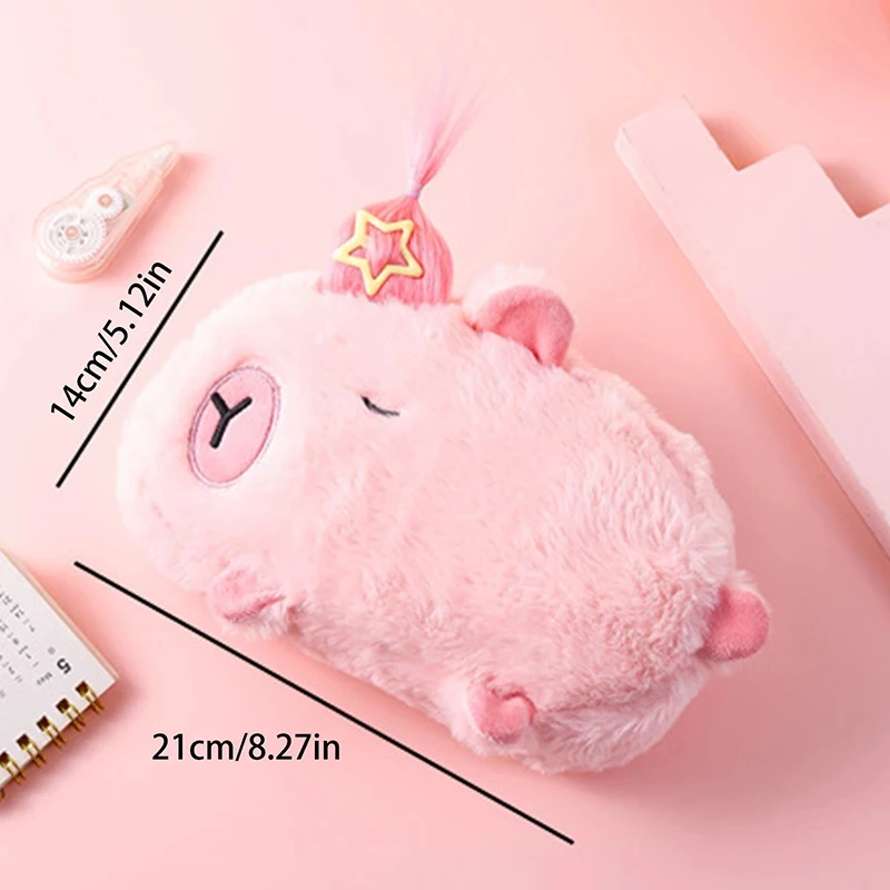 New Cute Capybara Plush Pencil Case Cosmetic Bag Guinea Pig Pen Pouch Large Capacity Pencil Bag School Supplies Stationery Box