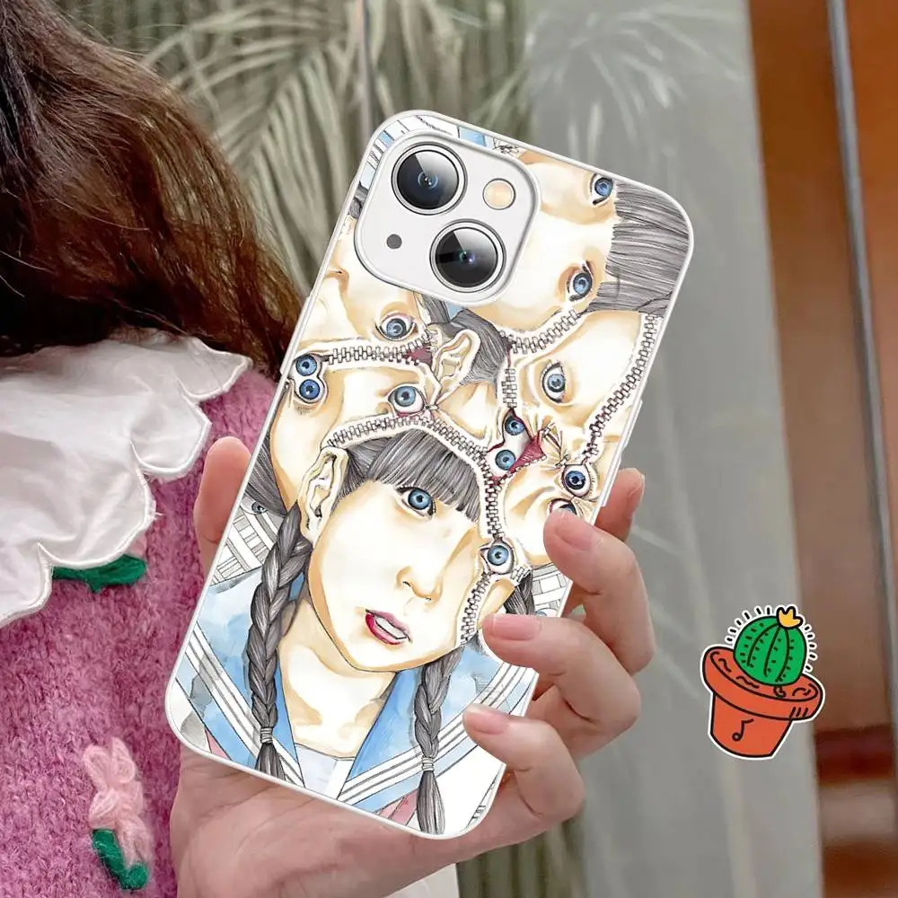 Shintaro Kago حافظة هاتف رعب من الزجاج المقسى لهاتف آيفون 14 13 12 11 Pro Mini XS MAX 14 Plus X XS XR