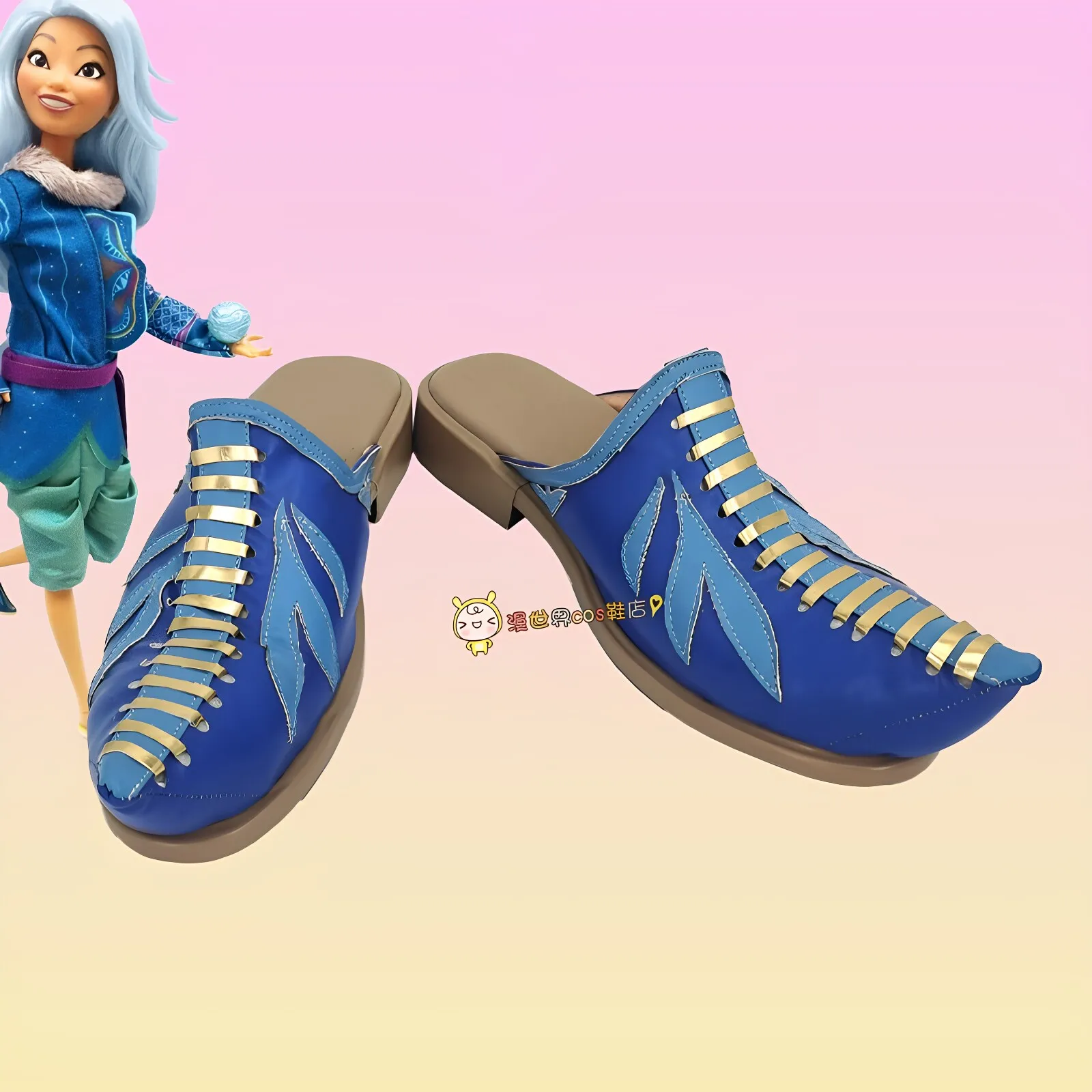 Anime Raya and The Last Sisu Cosplay Shoes Blue pointed slippers Female Male PU leather Role Playing Shoes Can Custom Made