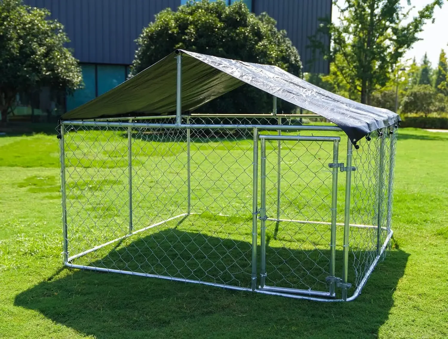 Parque infantil para perros al aire libre, perrera para perros de alta resistencia, jaula grande para perros de malla, perrera para mascotas, valla de acero con cerradura segura (6,56 'x 6,56')