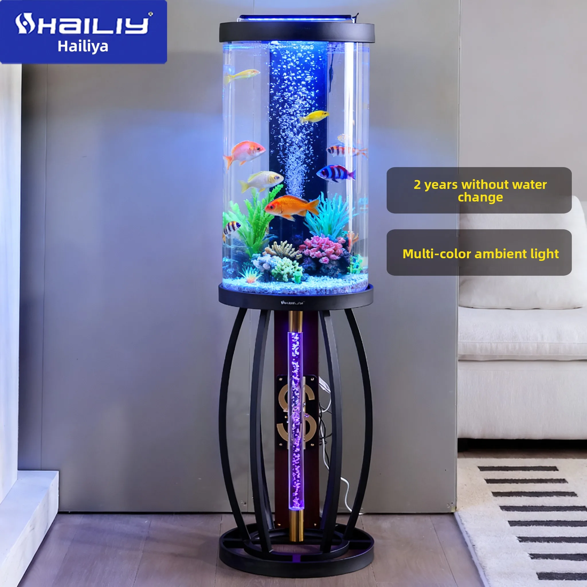 CX cylindrical fish tank small living room ecological floor intelligent lazy acrylic aquarium