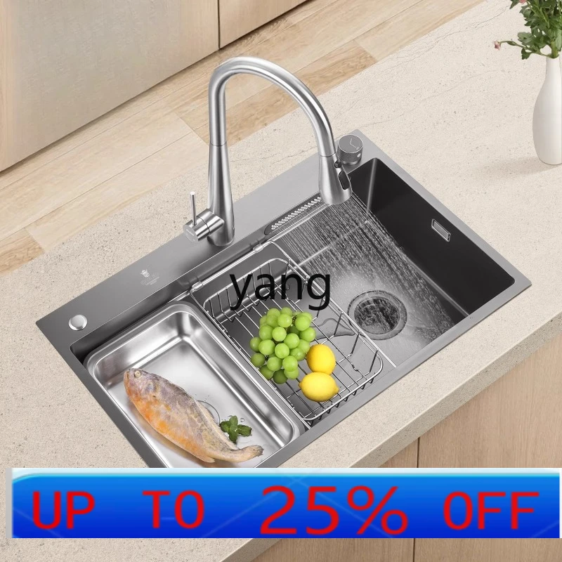 

LMM Step Waterfall Handmade Nano Single Slot Kitchen Vegetable Sink