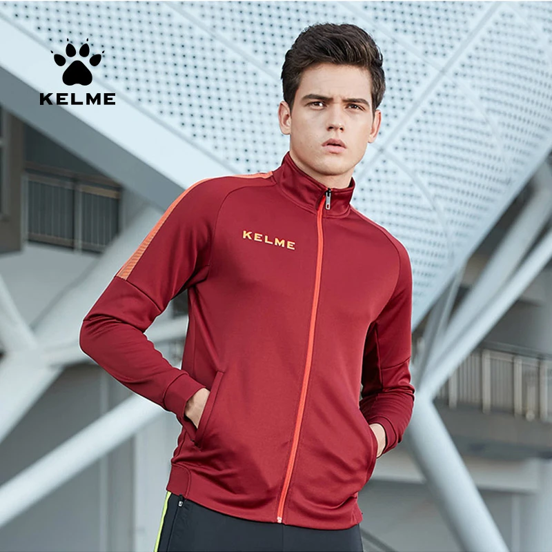 KELME Men\'s Football Uniform Soccer Training Suit Zipper Windproof Jacket Jogging Fitness Wear Women Sportswear Training Jacket