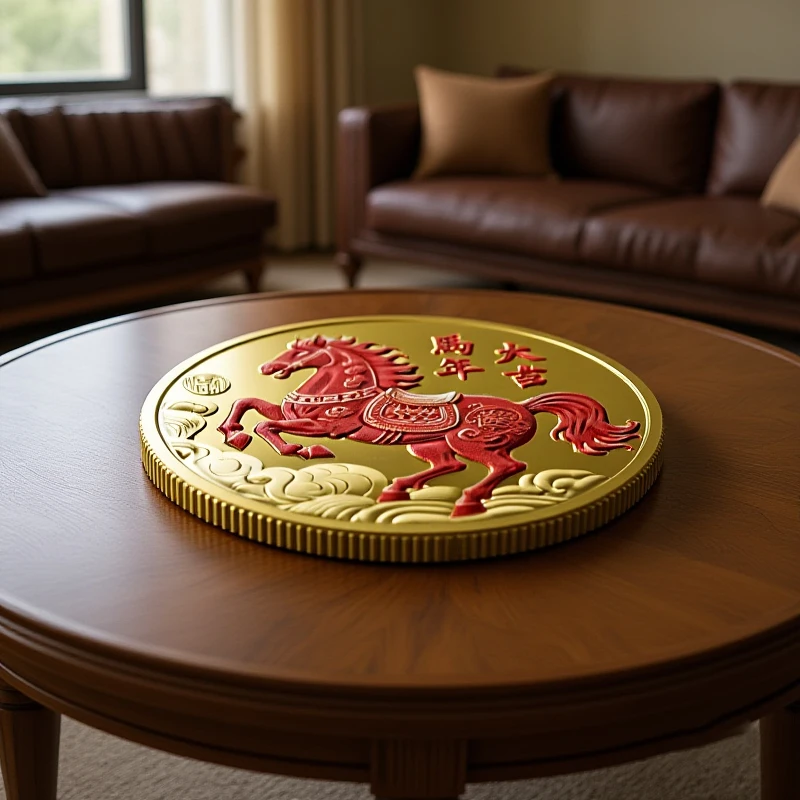 عملة حصان زودياك تذكارية لعام 2026 باللون لعيد الميلاد تذكار معدني مصنوع للمناسبات الخاصة #1