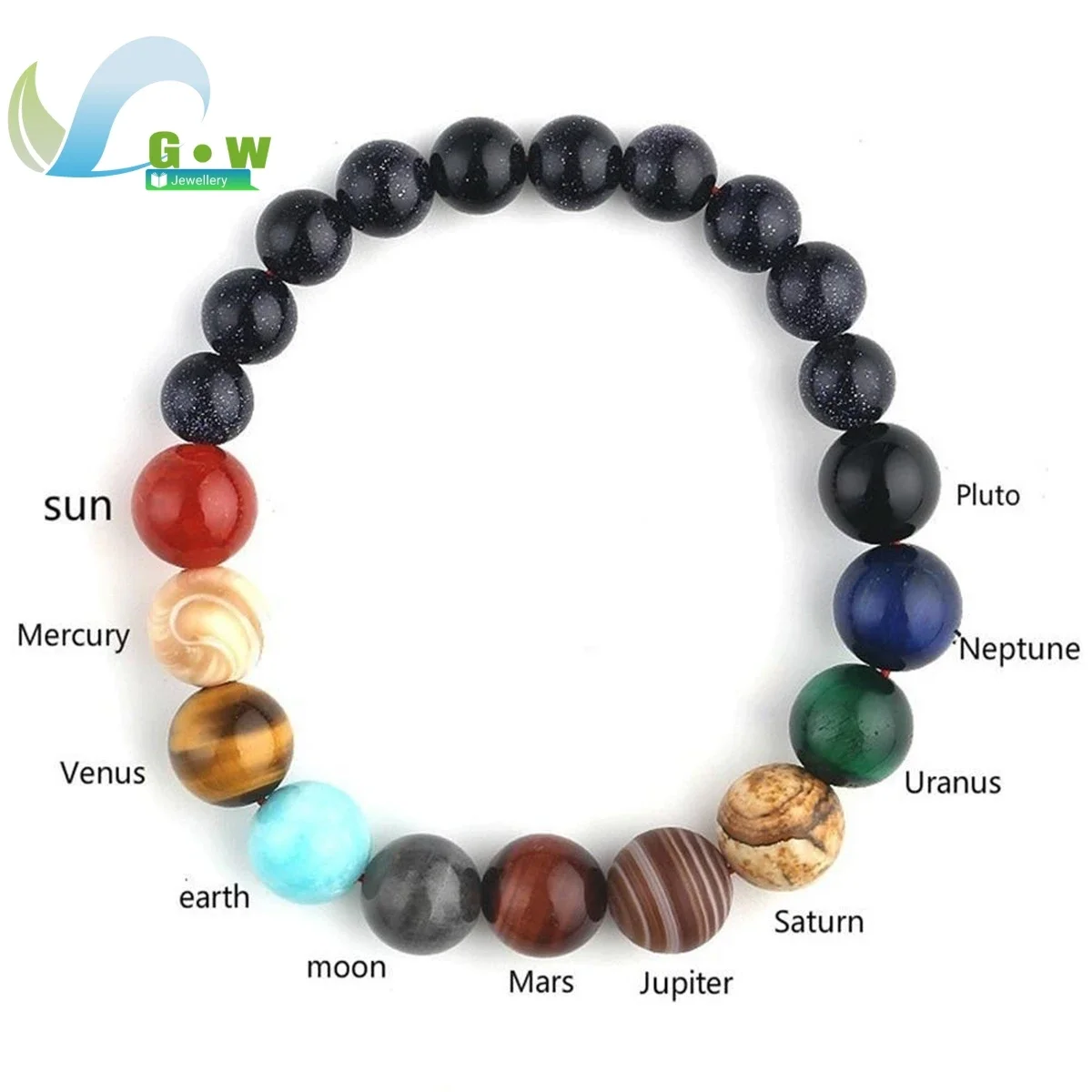 Natural Stone Eight Planets Bead Bracelets Men Women Universe Seven Chakra Bangle Yoga Energy Galaxy Solar Wristband Jewelry