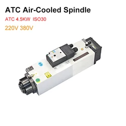 ATC Spindle Air Cooled 4.5KW ISO30 Automatic Tool Change Spindle Motor 220V 380V Wood Carving 800Hz 24000RPM For CNC Router