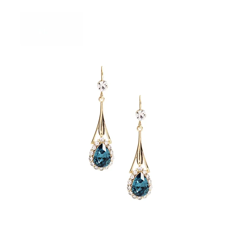 Sumni Ocean Blue Waterdrop Medium Length Earrings Women's Summer Slimming Face Enhancing Dangle Fashion Jewelry Accessories