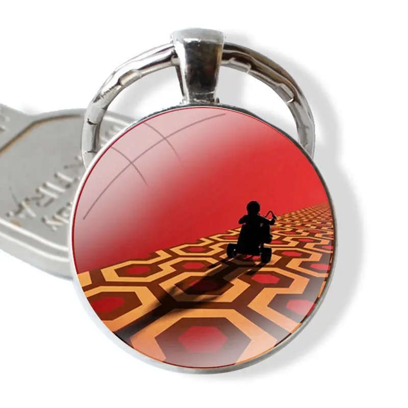 Keychain Handmade Glass Cabochon Key Ring Holder Pendant Key Chains Hexagonal Hotel Horror