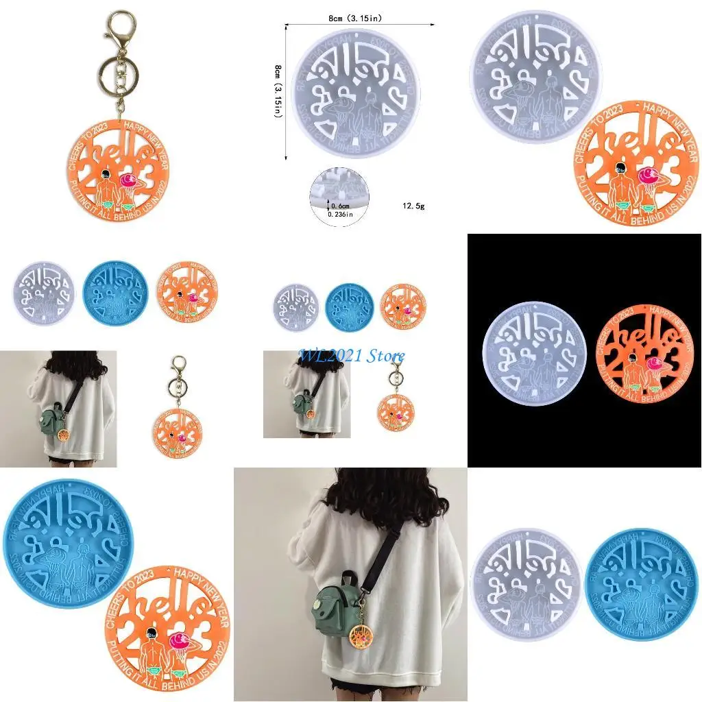 

G5GC Hello 2023 Round Keychains Molds DIY Epoxy Pendant Necklace Jewelry Mold