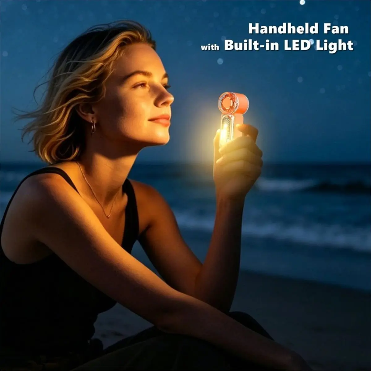 （HOUSEHOLD TOOL）Portable Mini Handheld Fan 100 Speed Adjustable Pocket Fan with Digital Display and Light,Outdoor Cooling Fan fo