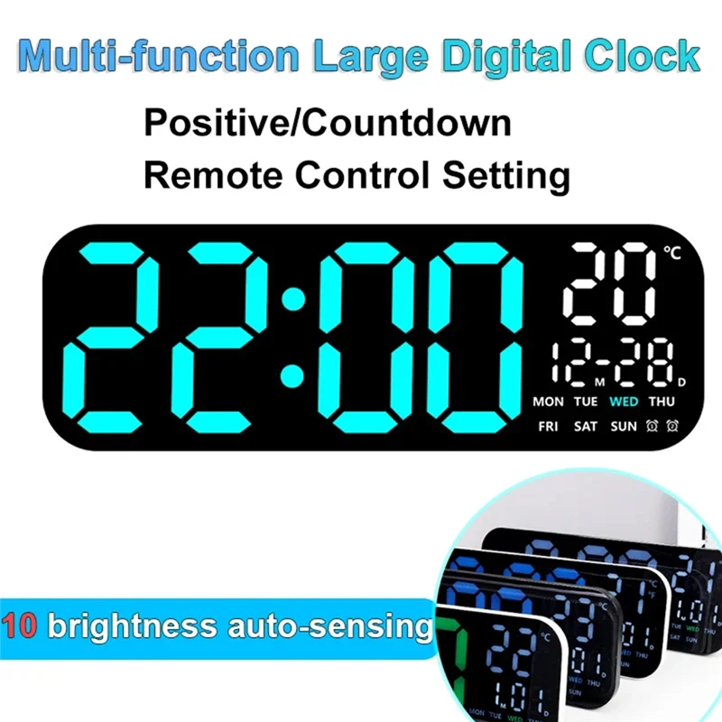 

ABLJ LED Clocks Date Week Display Clock Remote Control LED Clock Multifunctional Electronic Clock