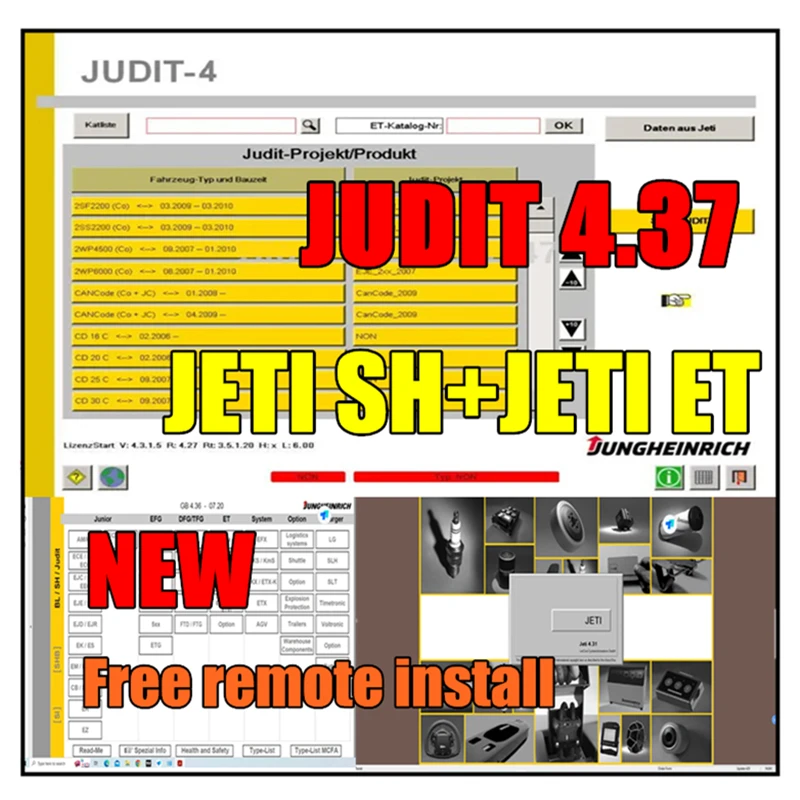 3 in1 Jungheinrich forklift JUDIT 4.37 Diagnostic software+ JETI SH repair+ JETI ET Parts Catalog (v4.36)+Never Expired patch