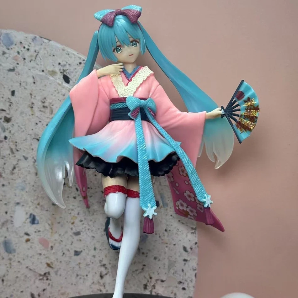 20cm Exquisite Hatsune Miku Kimono Anime Figure Cherry PVC Model Toys Kawaii Girl Figurine Collectible Doll Room Ornaments Gifts view 5