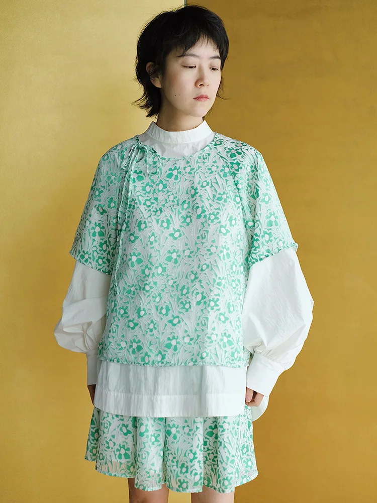 

WASSAW Fre Breathable een Burn Flower Small irt And Skirt Loose Fit Polyester Fiber Cool Feeling Skin Friendly Summer 2025