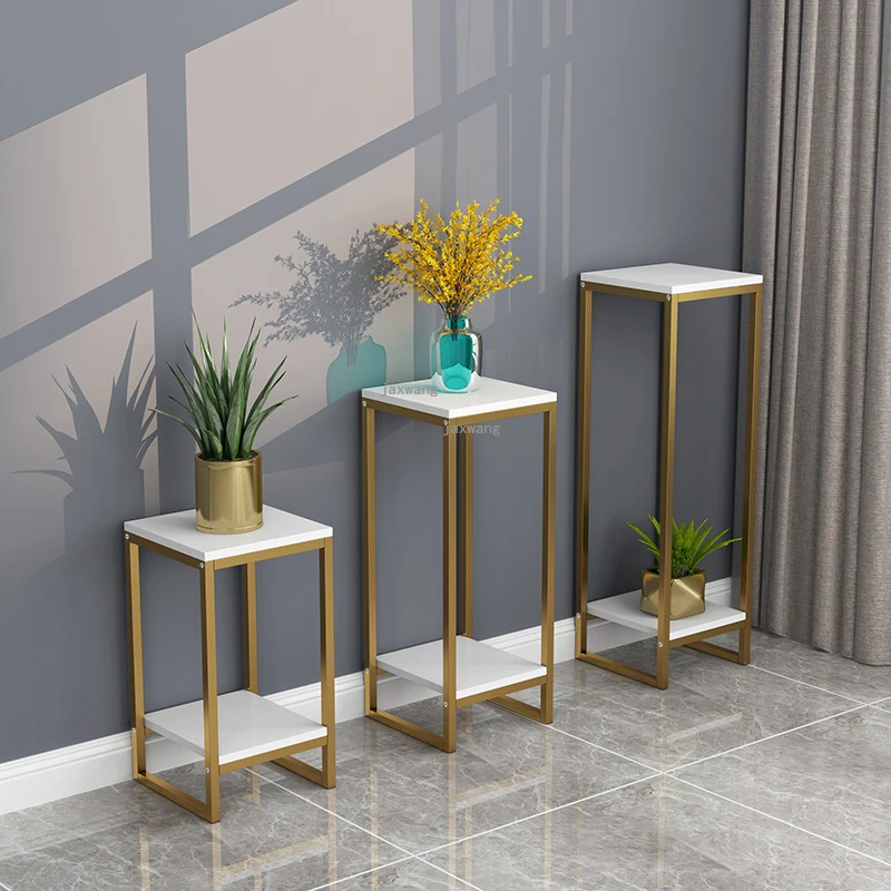 Soporte nrdico de flores de hierro forjado, soporte de decoracin de bons para Interior de la sala de estar, minimalista, dorado