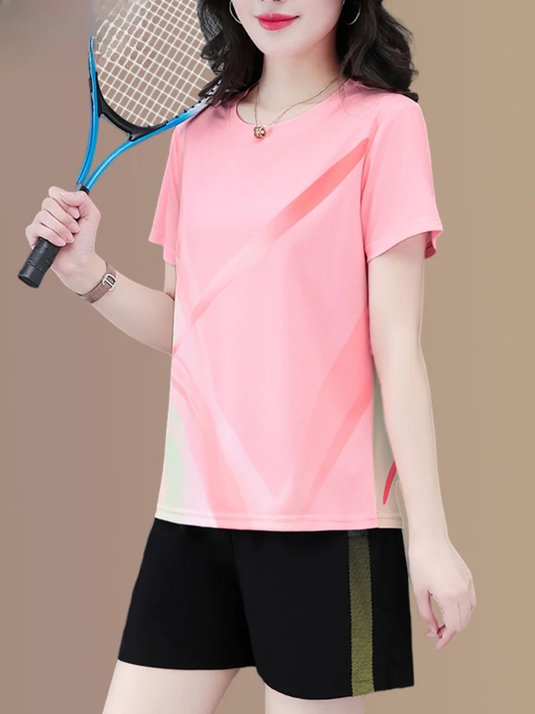 

Ice Silk Sports Suit Set for Women Summer 2026 Qui Dry Running Fitn Badminton Two Piece Set Breathable Comfortable ort...