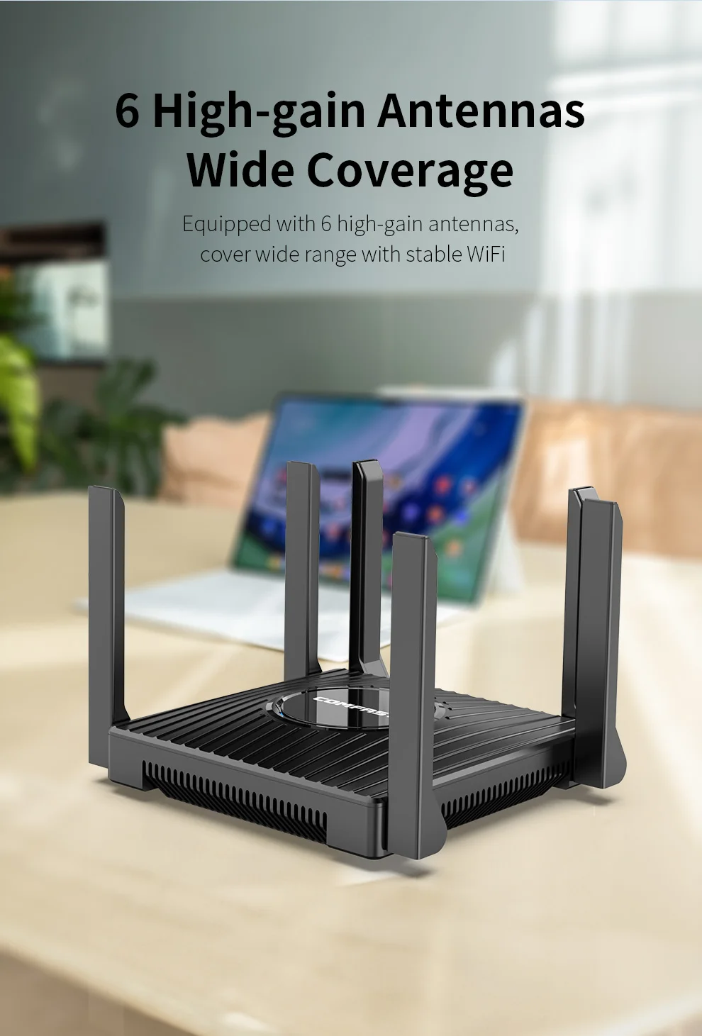 COMFAST WiFi 6 Router AX3000 Mesh Router 2.4G&5GHz 3000Mbps Gigabit Router 6*5dBi Antennas 4 FEM MU-MIMO WPA3 For Home Office