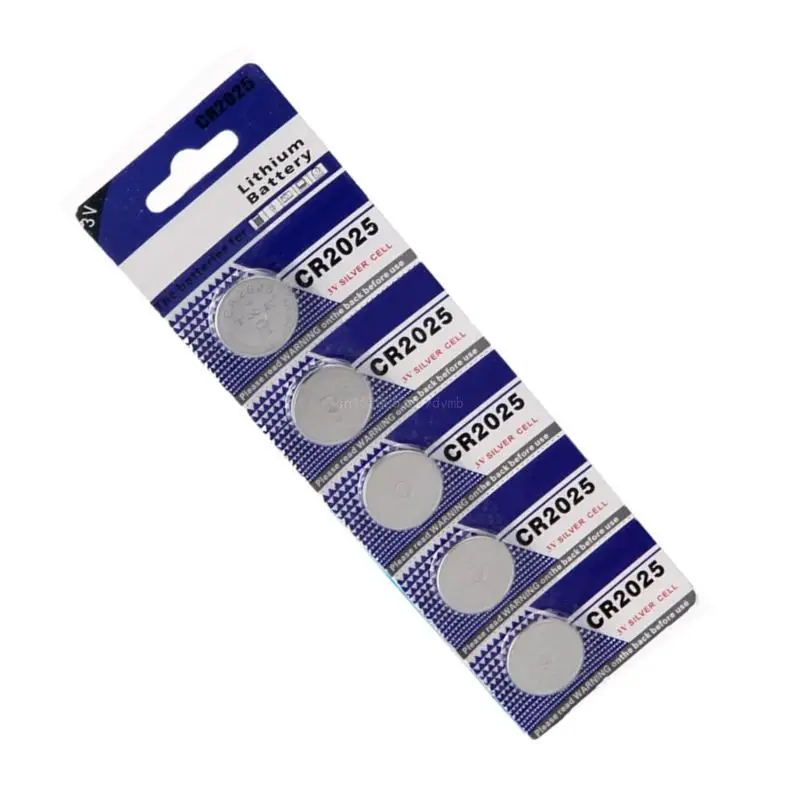 Pack of 5/10 CR2025 Button Cell Coin Cells for Watches Remote Key Long Stable Voltages Output