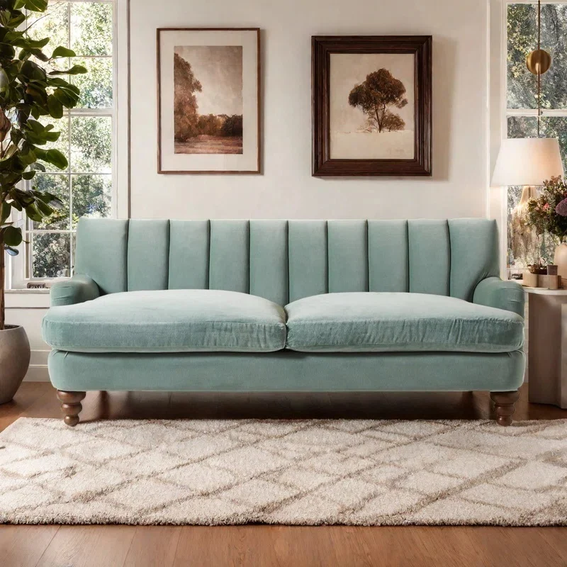 

m Скандинавский современный диван на троих для маленькой квартиры, ткань из бархата, элитный креативный дизайнерский светильник, роскошный простой м