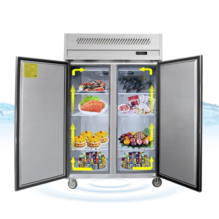 fan cooling both left and right 2 door opening Commercial Restaurant Deep Chiller Refrigerator / Stainless Steel Upright Freezer